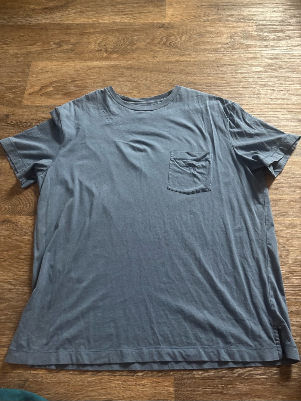 Caribbean Pima Cotton Pocket T Shirt Slate Blue Embroidered Logo Mens Large